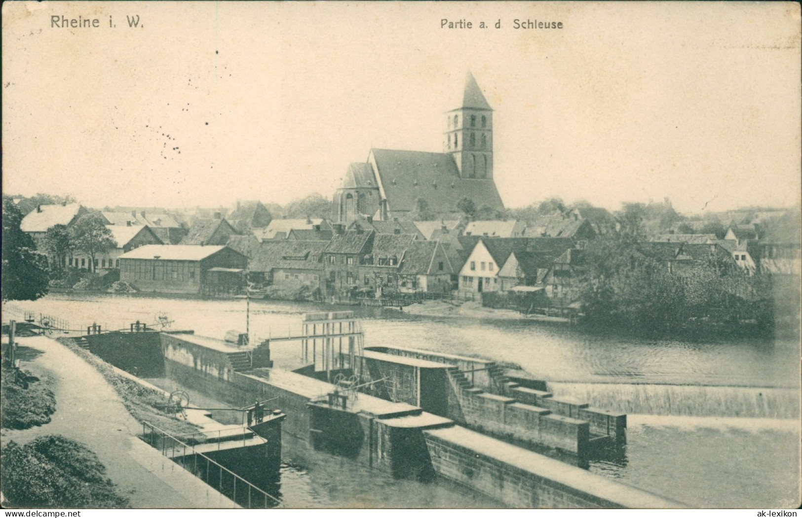 Ansichtskarte Rheine Westfalen Partie  Schleuse 19155   Feldpoststempel Geprüft - Rheine