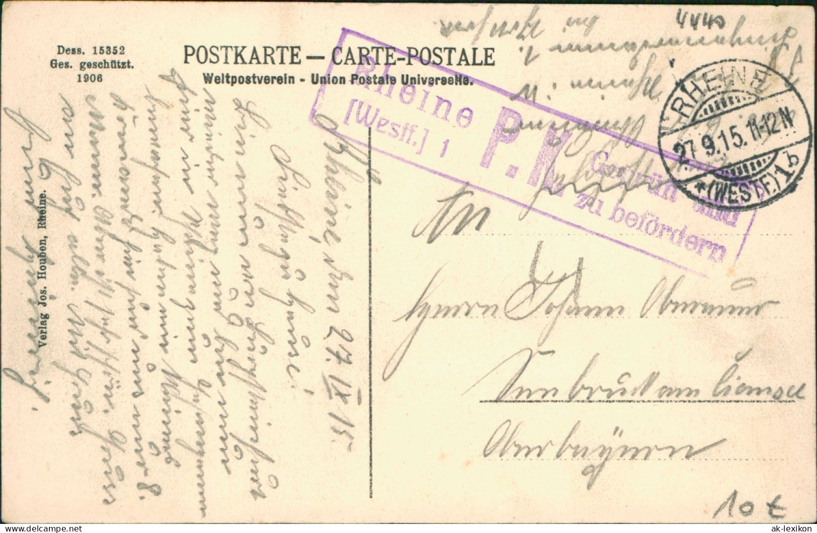 Ansichtskarte Rheine Westfalen Partie  Schleuse 19155   Feldpoststempel Geprüft - Rheine