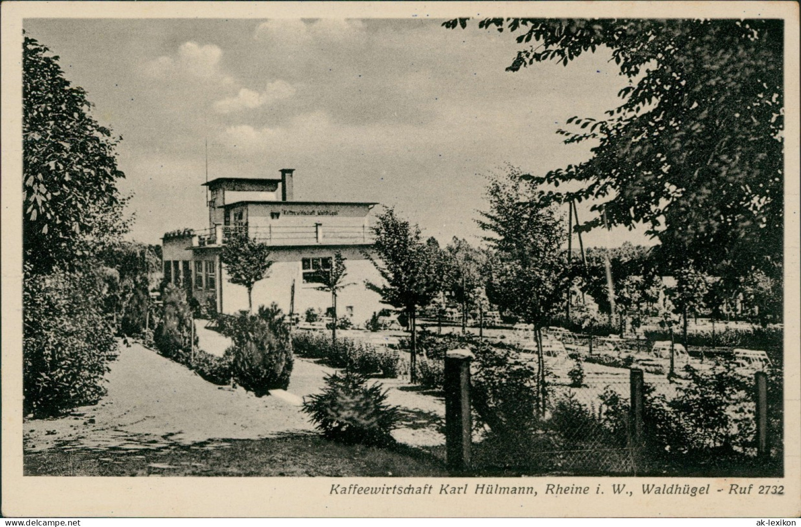 Ansichtskarte Rheine Westfalen Kaffeewirtschaft Karl Hülmann, Waldhügel 1930 - Rheine