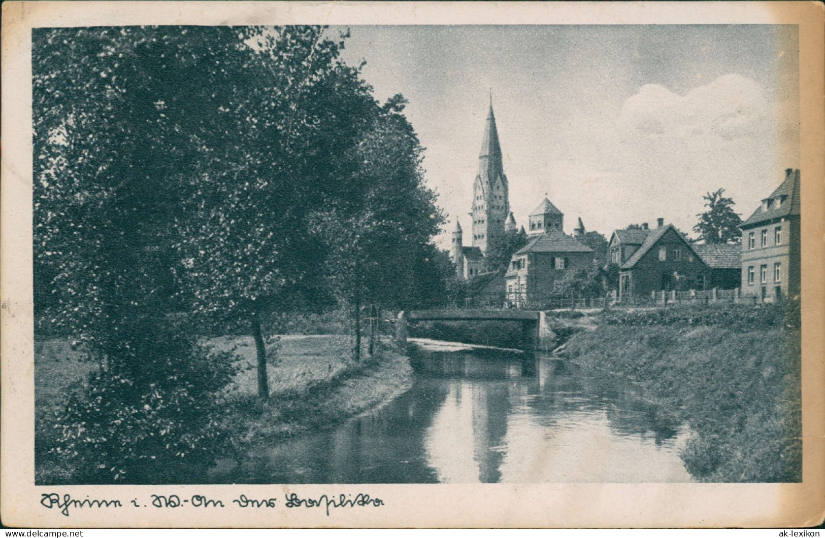 Ansichtskarte Rheine Westfalen Flusspartie - Kirche 1943 - Rheine