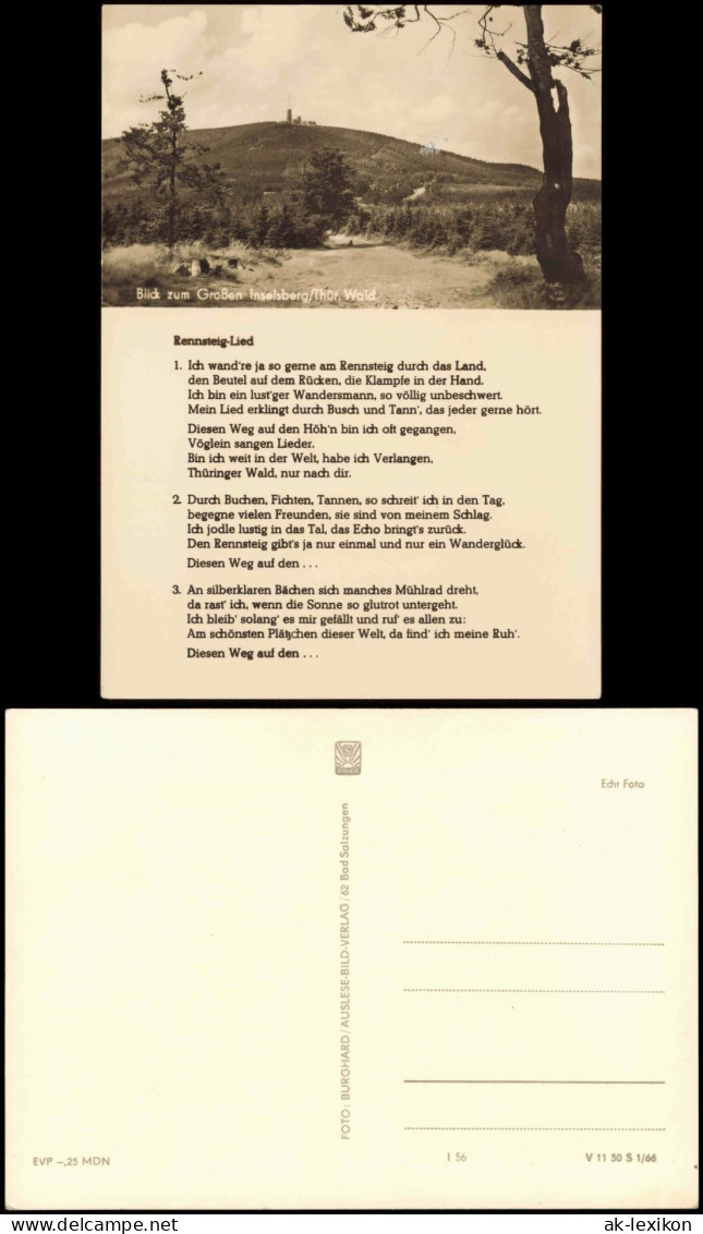 Brotterode Großer Inselberg (Thüringer Wald) Rennsteig-Lied 1966 - Andere & Zonder Classificatie