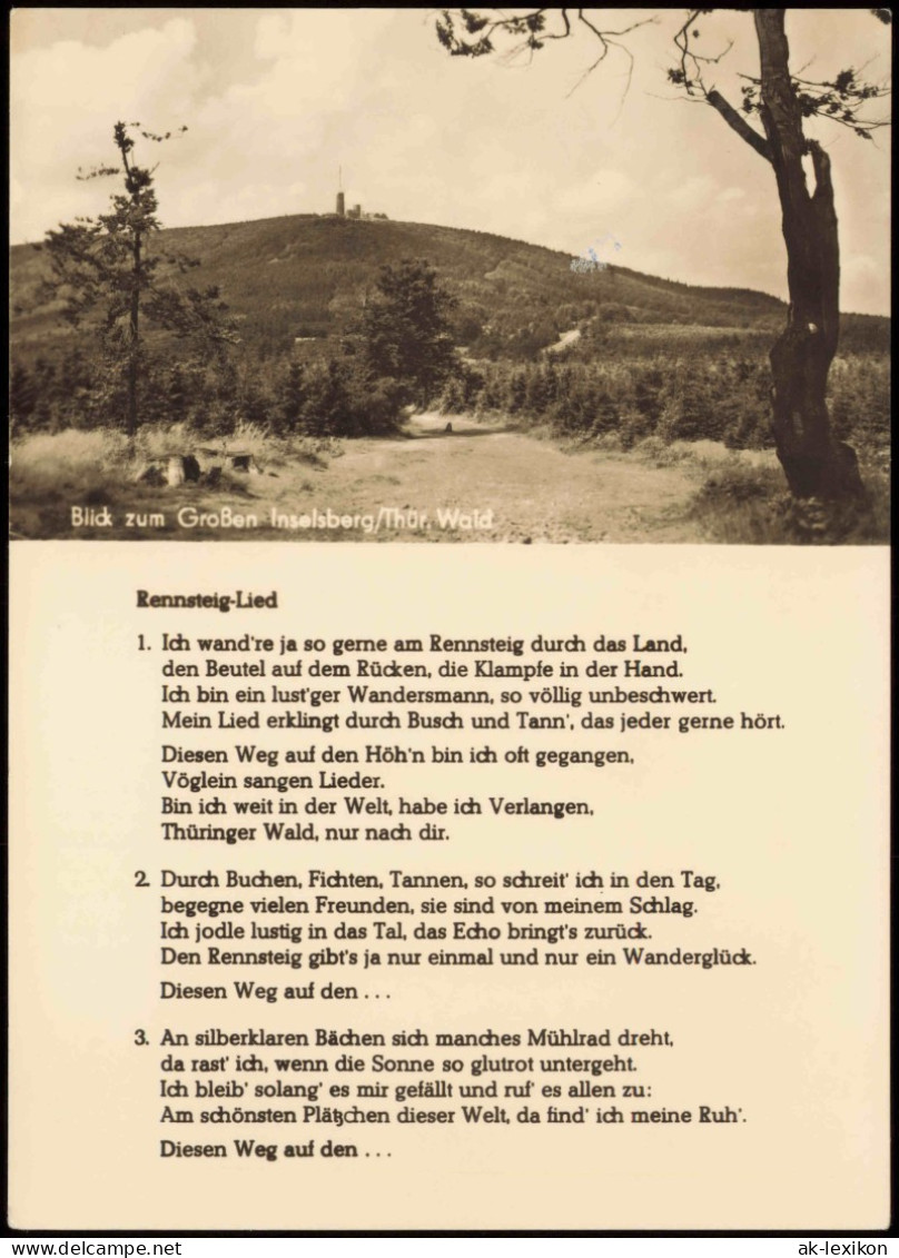 Brotterode Großer Inselberg (Thüringer Wald) Rennsteig-Lied 1966 - Autres & Non Classés