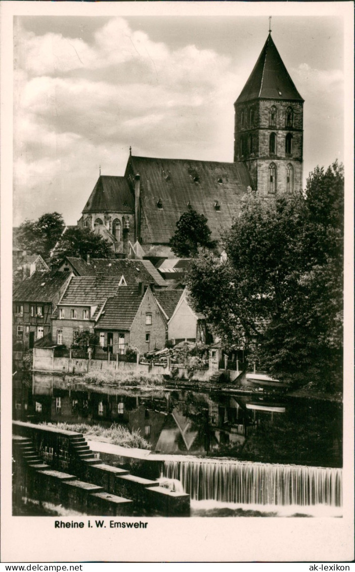Ansichtskarte Rheine Westfalen Emswehr U. Kirche - Fotokarte 1953 - Rheine