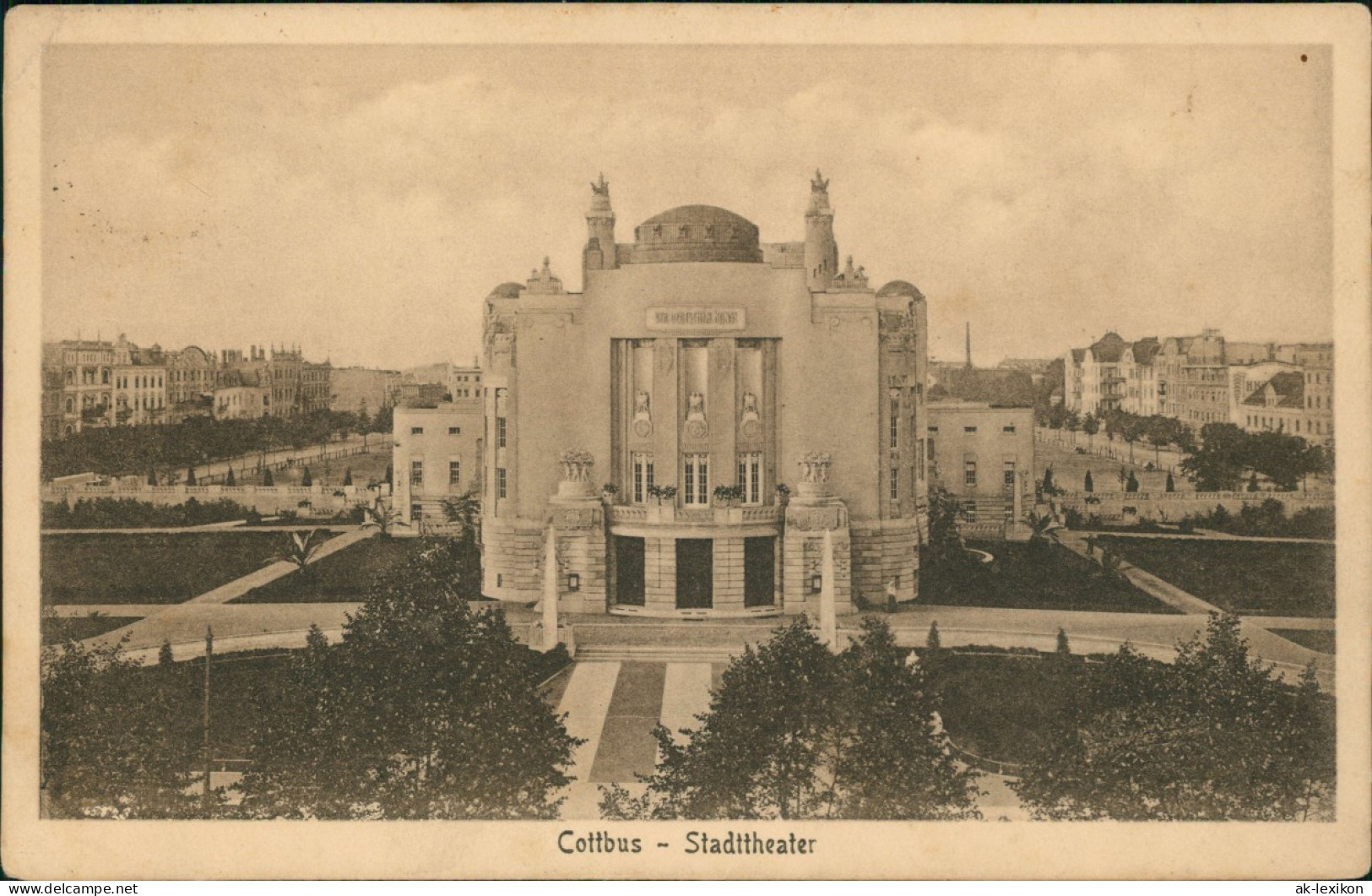 Ansichtskarte Cottbus Stadttheater, Häuser 1922 - Cottbus