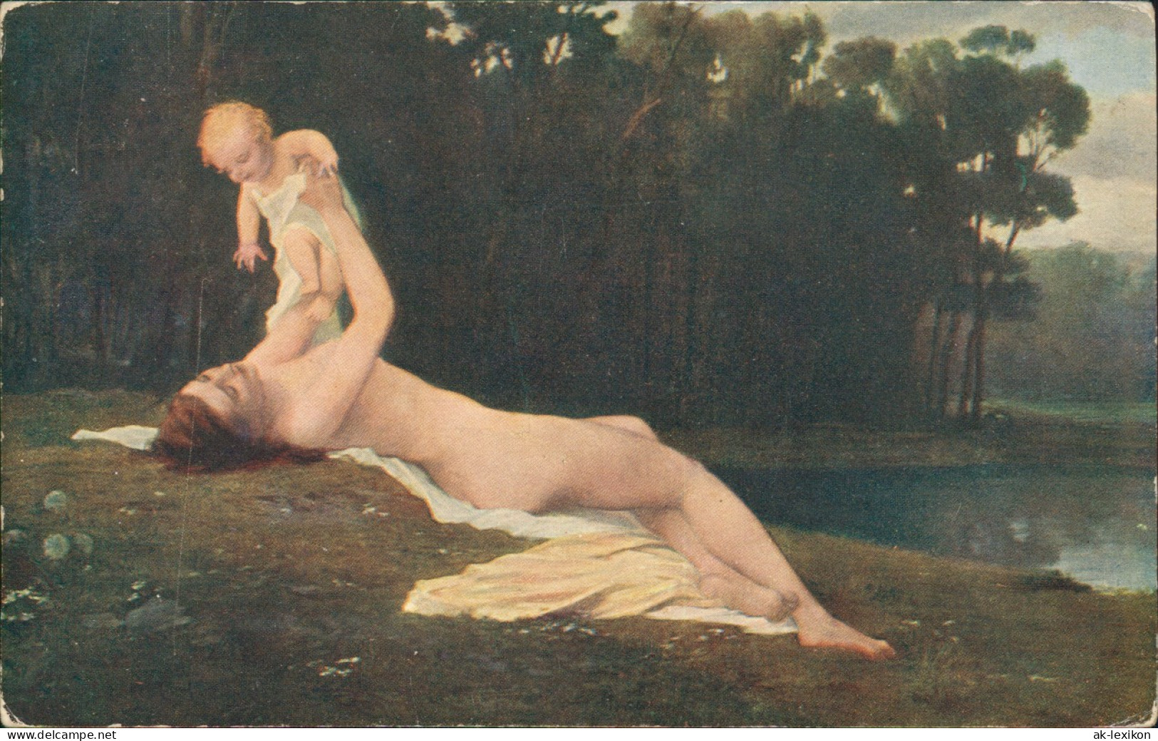 Künstlerkarte: Gemälde ED. LEBIEDZKY. Nach Dem Bade. Schöne Nackte Frau 1913 - Peintures & Tableaux