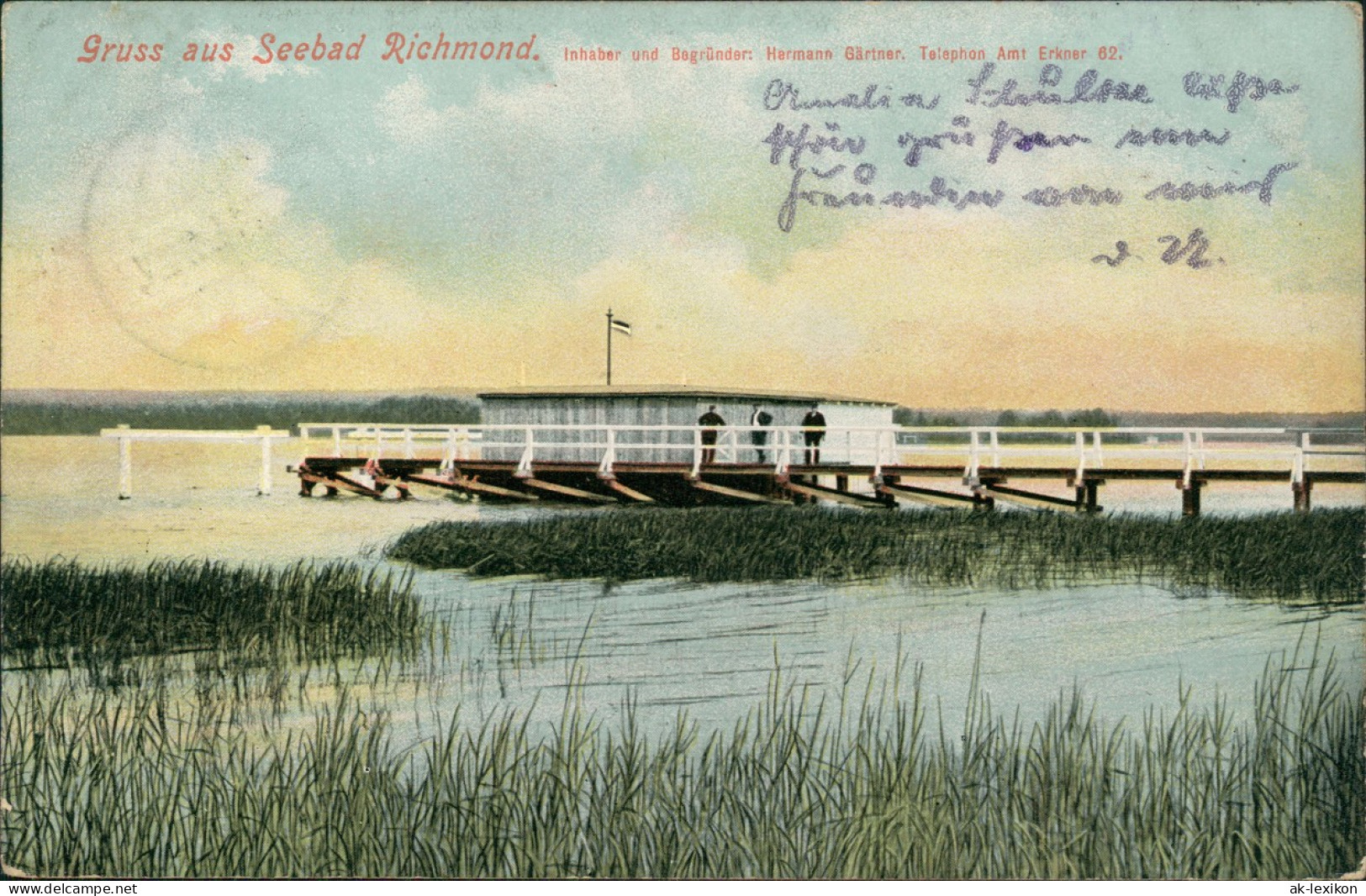 Ansichtskarte Erkner Gruss Aus Seebad Richmond. Strandhalle 1912 - Erkner