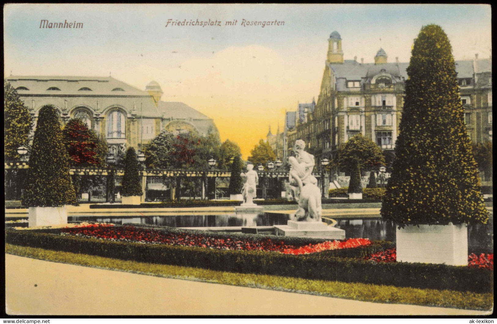 Ansichtskarte Mannheim Friedrichsplatz 1917  Gel. Feldpost Rollstempel - Mannheim