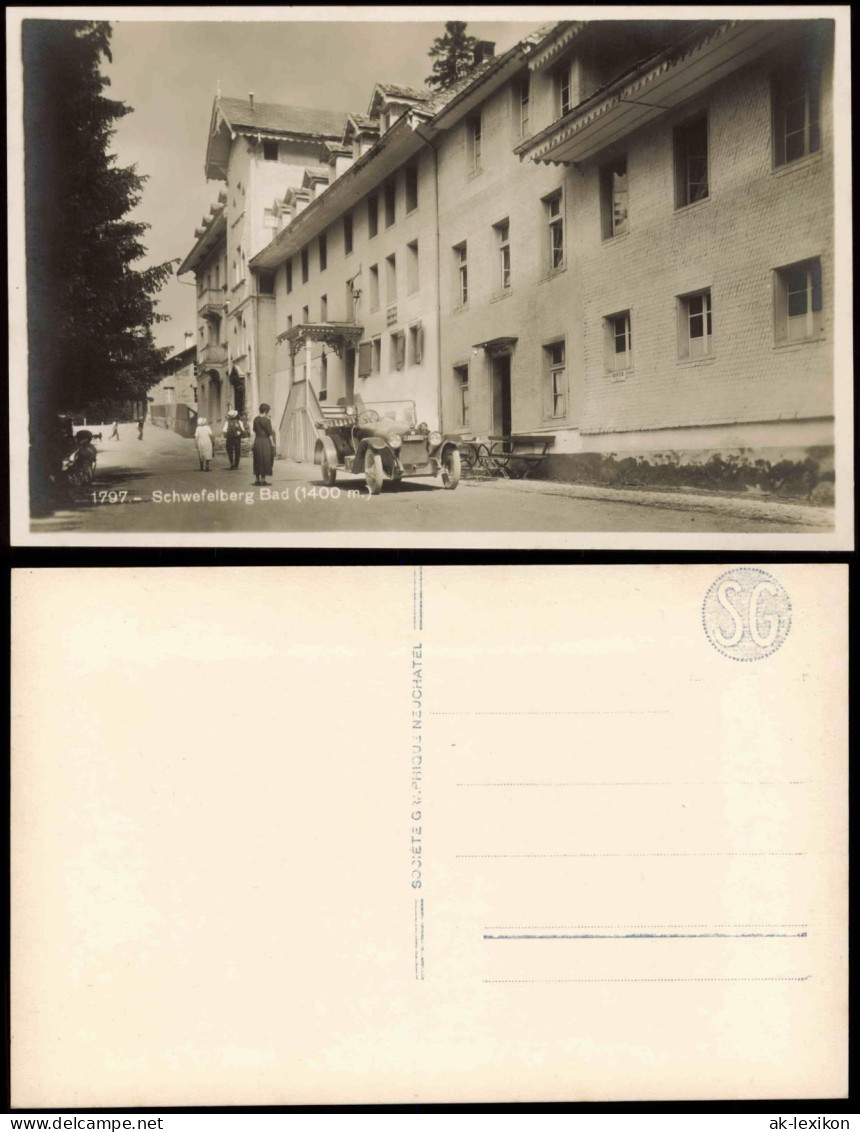 Ansichtskarte Schwefelberg-Bad-Rüschegg Straßenpartie - Auto 1929 - Other & Unclassified