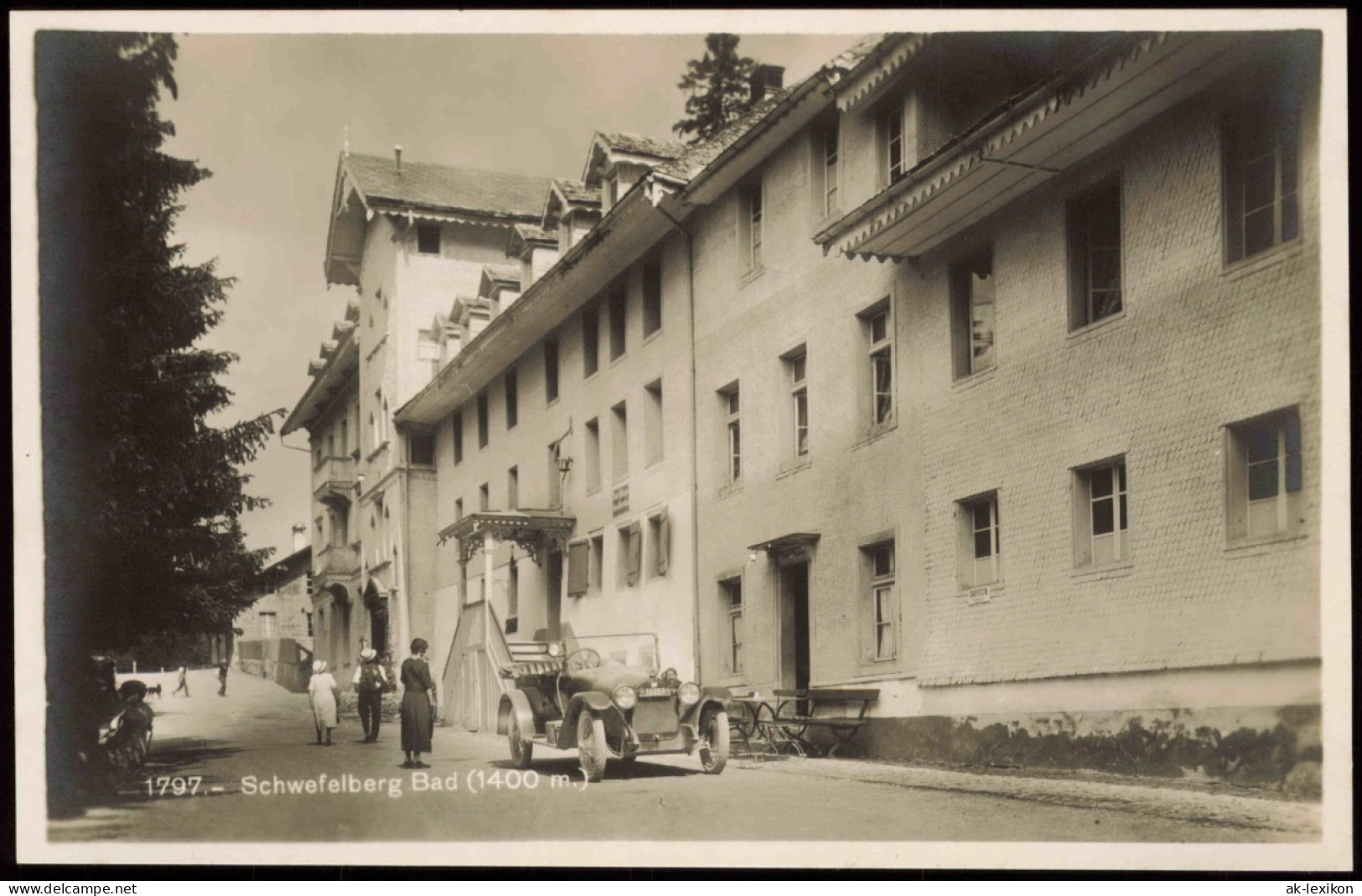 Ansichtskarte Schwefelberg-Bad-Rüschegg Straßenpartie - Auto 1929 - Other & Unclassified