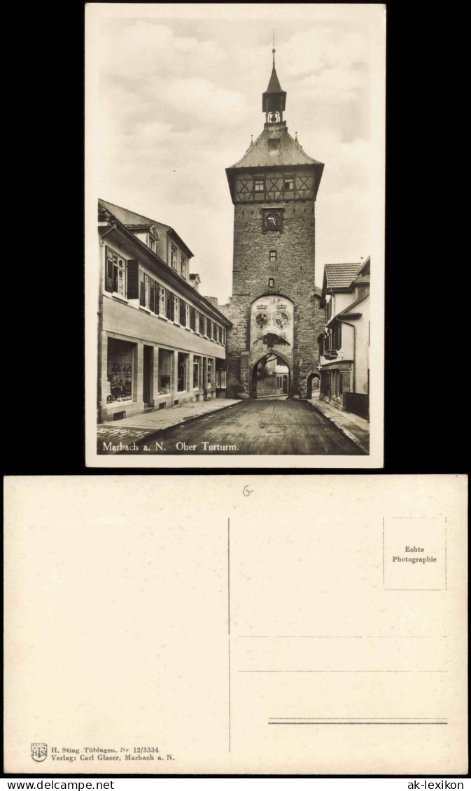 Ansichtskarte Marbach Am Neckar Torturm, Straße - Schaufenster Geschäft 1930 - Altri & Non Classificati