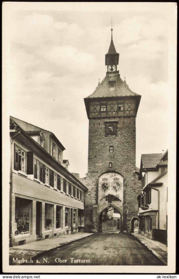 Ansichtskarte Marbach Am Neckar Torturm, Straße - Schaufenster Geschäft 1930 - Autres & Non Classés