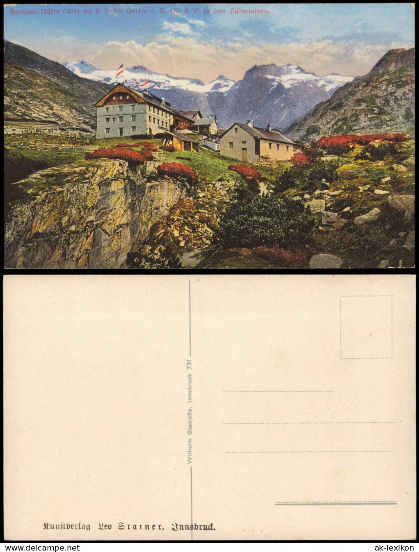 Ginzling-Mayrhofen Alpen Berliner-Hütte Sekt. Berlin In Den Zillertalern 1910 - Autres & Non Classés