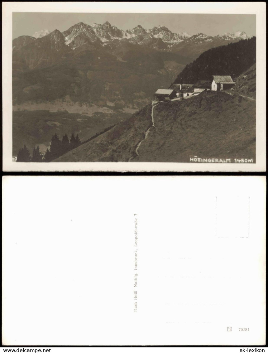 Ansichtskarte Innsbruck Alpen HÖTINGERALM 1480m 1930 - Innsbruck