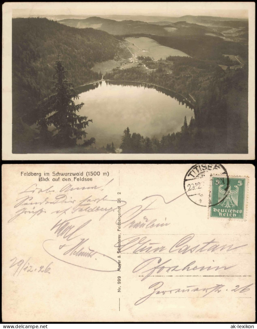 Ansichtskarte Feldberg (Schwarzwald)   Schwarzwald 1926  Gel. Stempel Titisee - Feldberg
