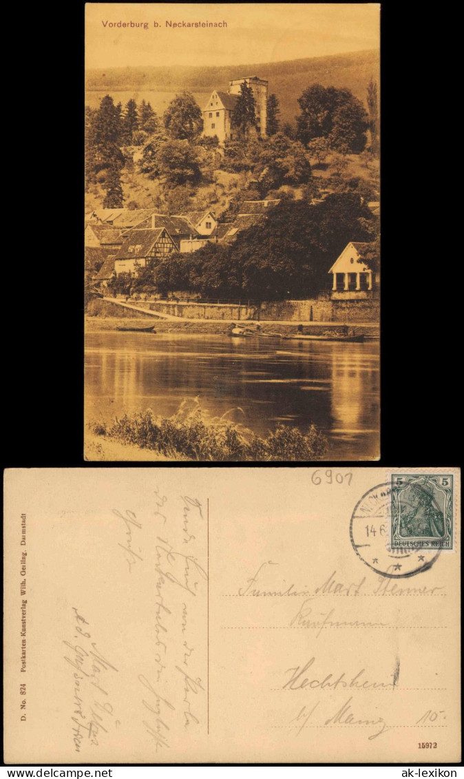 Ansichtskarte Neckarsteinach Vorderburg, Neckarufer 1917 - Sonstige & Ohne Zuordnung