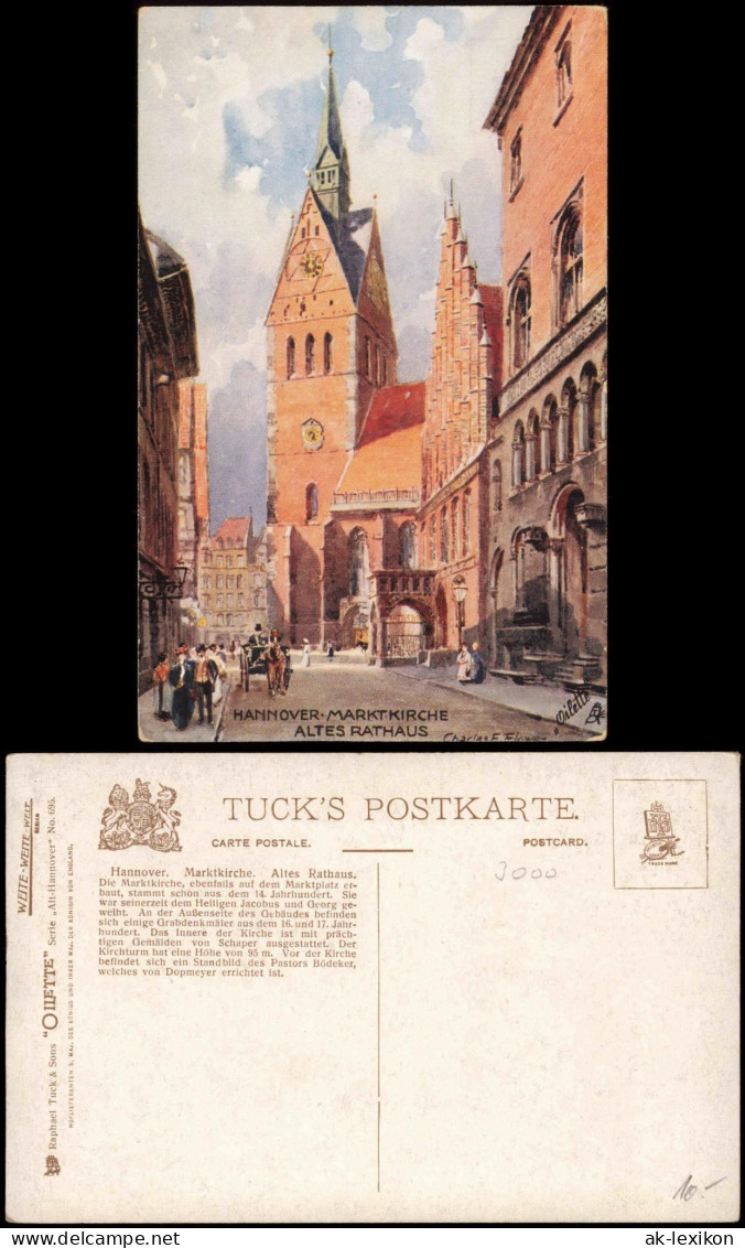 Ansichtskarte Hannover Marktkirche, Straße - Künstlerkarte 1909 - Hannover