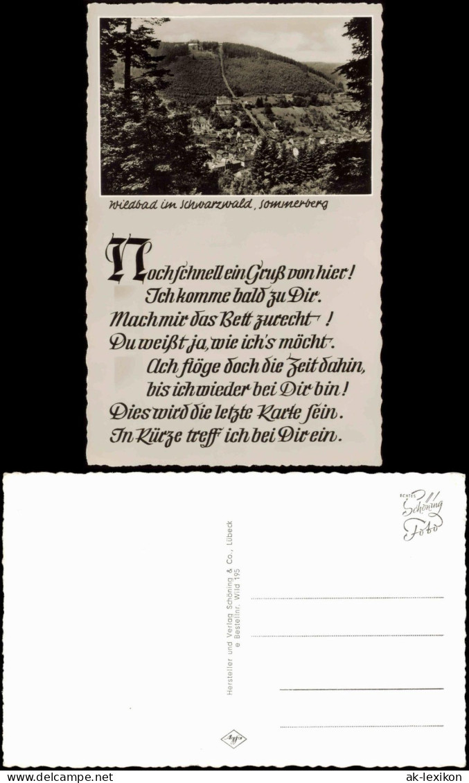 Bad Wildbad Sommerberg, Schwarzwald - Spruchkarte Ansichtskarte 1965 - Altri & Non Classificati