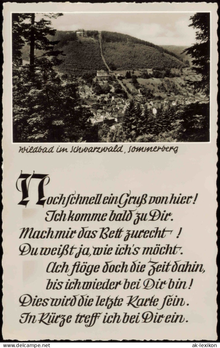 Bad Wildbad Sommerberg, Schwarzwald - Spruchkarte Ansichtskarte 1965 - Altri & Non Classificati