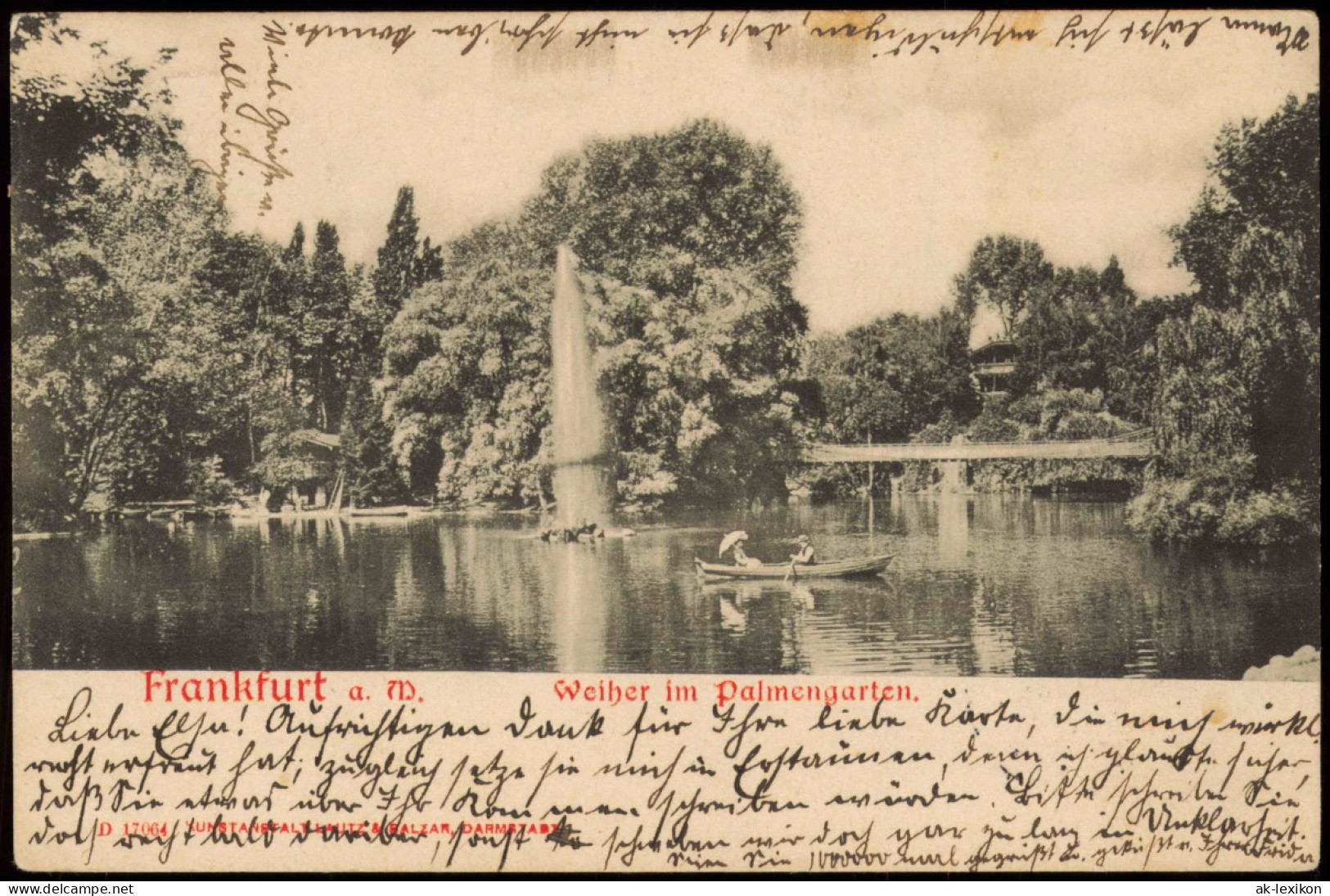 AK Frankfurt  Main Weiher Palmengarten 1903  Gel. Sachsenhausen Nach Durlach - Frankfurt A. Main