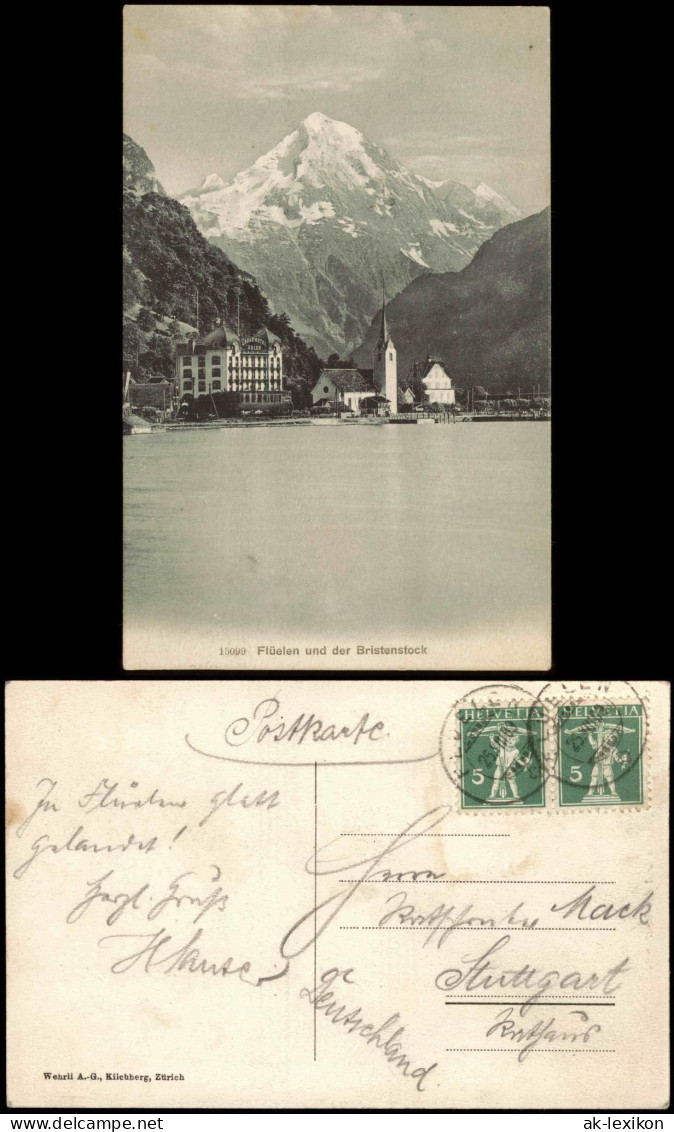 Ansichtskarte Flüelen Grand Hotel, Stadt Und Der Bristenstock 1903 - Sonstige & Ohne Zuordnung