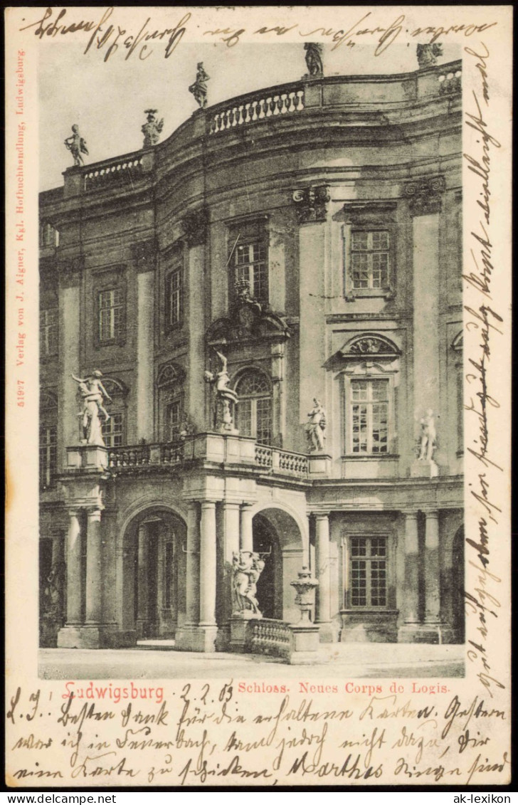 Ansichtskarte Ludwigsburg Schloß. Neues Corps De Logis 1909 - Ludwigsburg