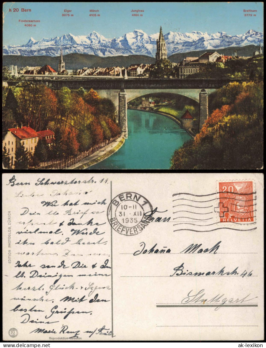 Ansichtskarte Bern (Schweiz) Berne Stadtblick - Brücke 1935 - Sonstige & Ohne Zuordnung
