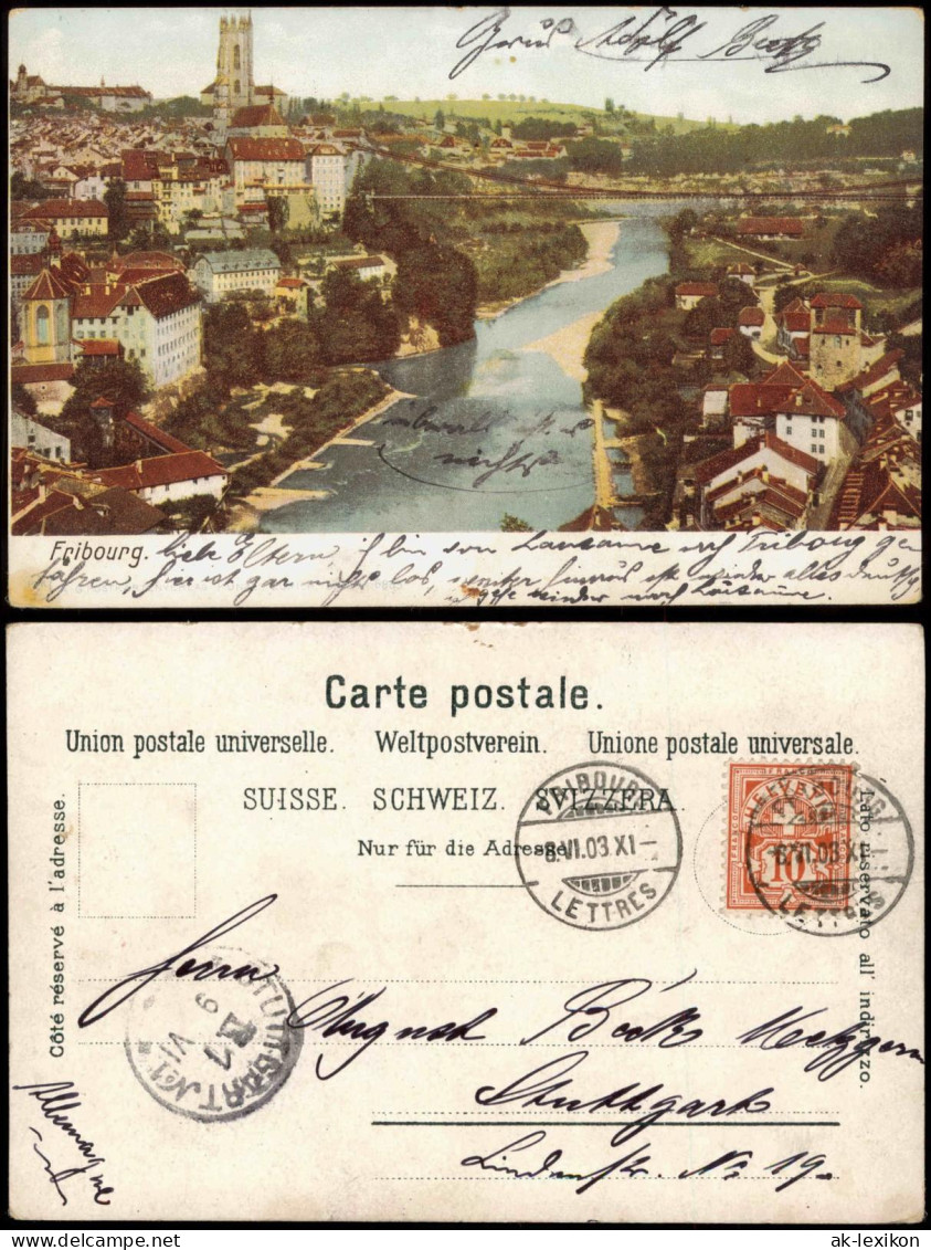 Ansichtskarte Freiburg Im Üechtland Fribourg Stadtpartie - Brücke 1903 - Altri & Non Classificati