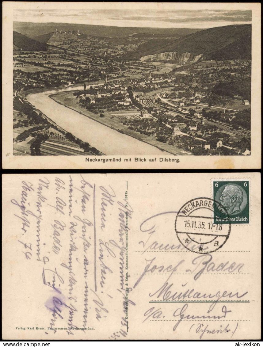 Ansichtskarte Neckargemünd Mit Blick Auf Dilsberg. 1935 - Neckargemuend