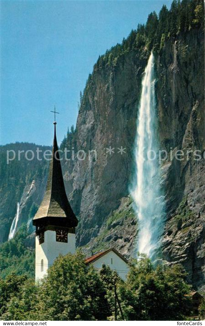 13126137 Lauterbrunnen BE Staubbachfall Kirche Lauterbrunnen BE - Autres & Non Classés