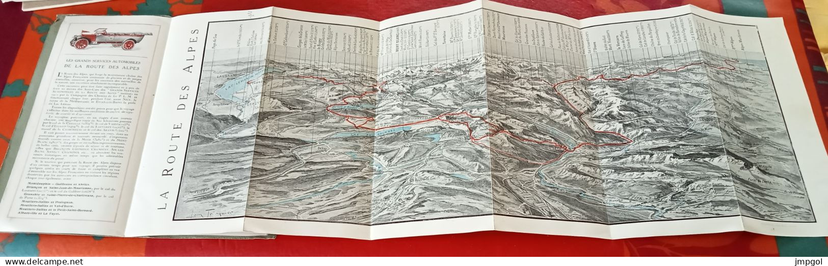 Dépliant Touristiques Saison 1919 La Route Des Alpes Service D'Autocars PLM Evian Briançon Chamonix Moutiers Pralognan - Dépliants Turistici