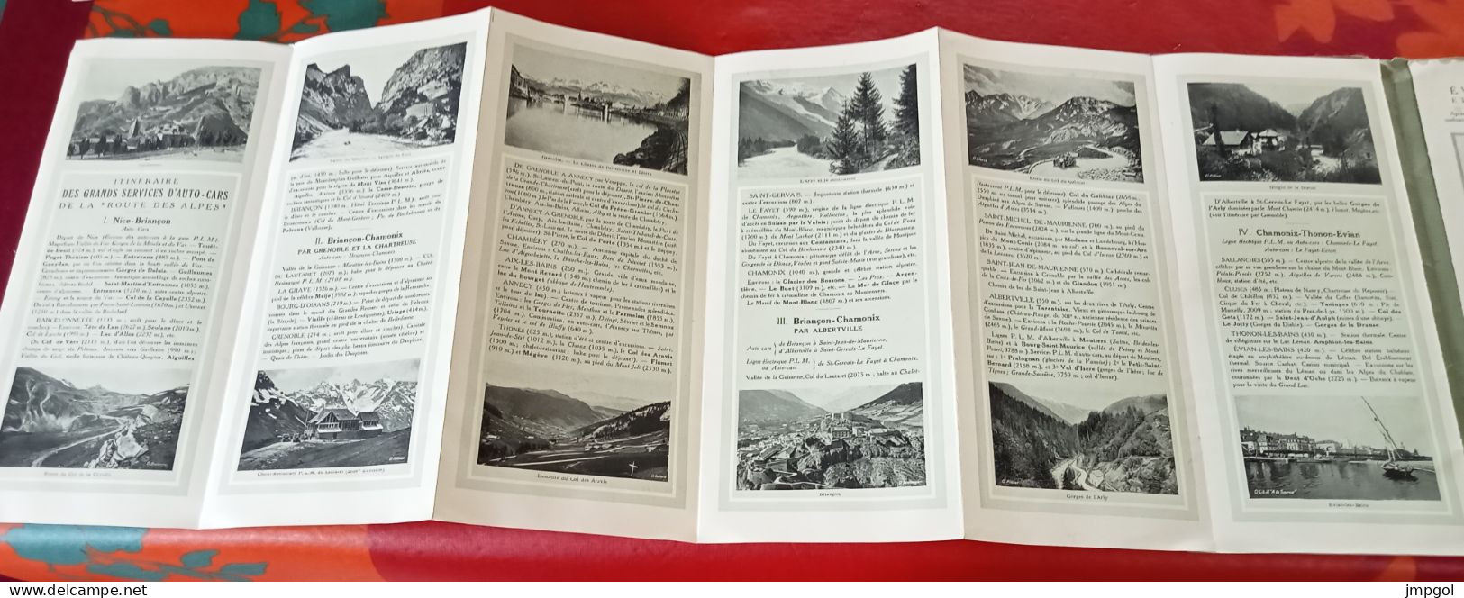 Dépliant Touristiques Saison 1919 La Route Des Alpes Service D'Autocars PLM Evian Briançon Chamonix Moutiers Pralognan - Toeristische Brochures