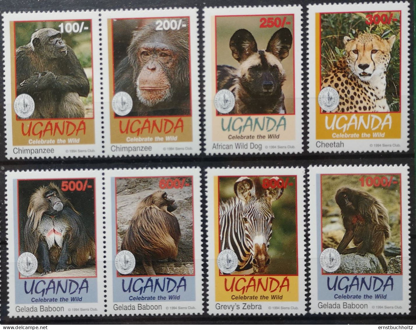 Uganda 1994 Wildlebende Säugetiere Mi 1429/36** Sierra Club - Ouganda (1962-...)