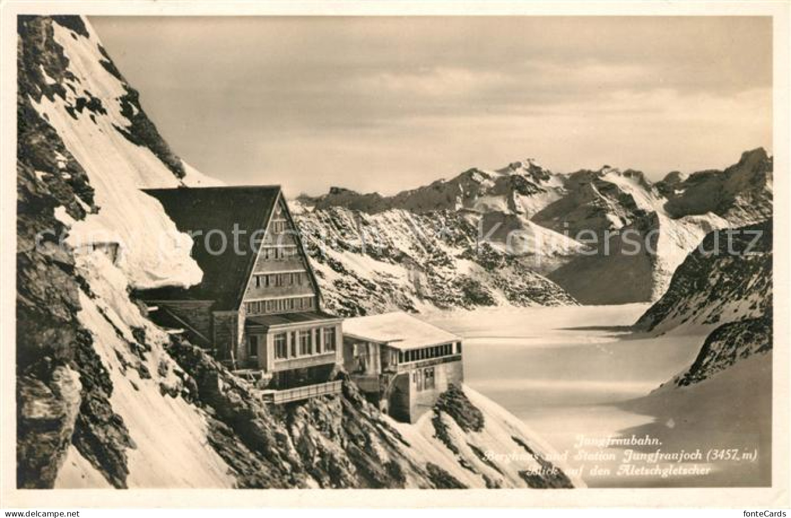 13116369 Jungfraubahn Berghaus Und Station Jungfraujoch Mit Aletschgletscher Jun - Autres & Non Classés