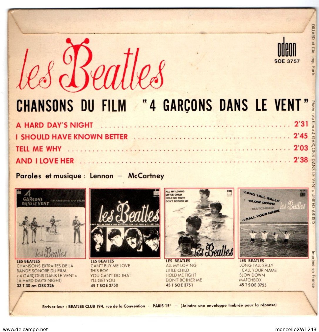 Les Beatles - 45 T EP 4 Garçons Dans Le Vent (1964) - 45 Toeren - Maxi-Single
