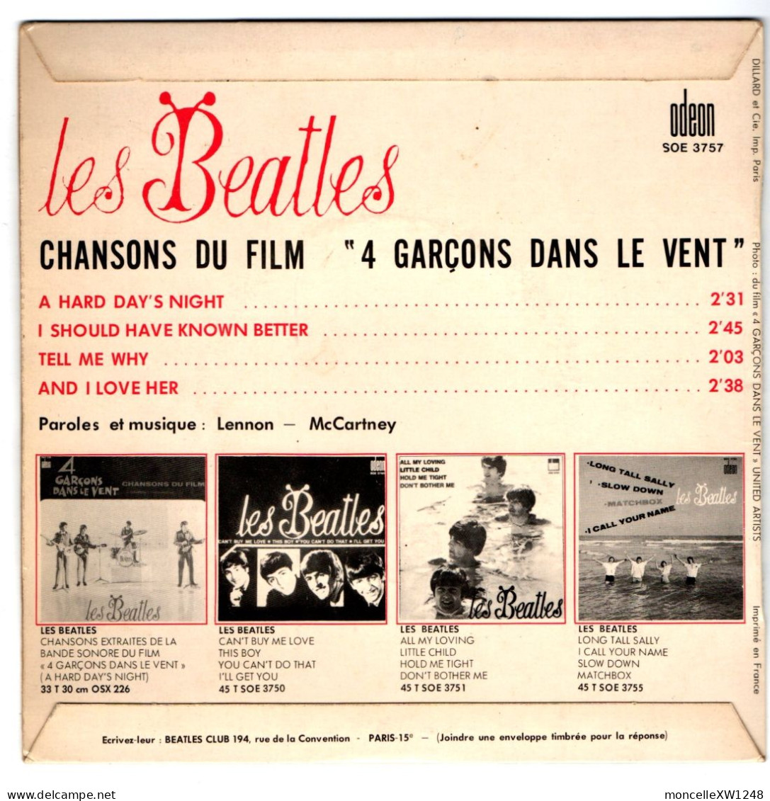 Les Beatles - 45 T EP 4 Garçons Dans Le Vent (1964) - 45 T - Maxi-Single