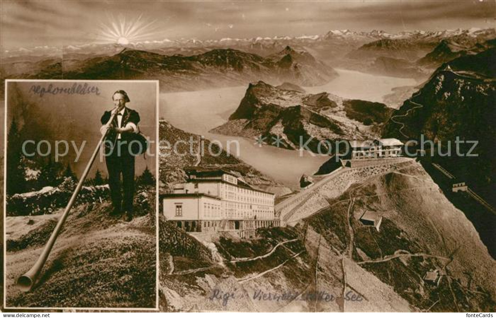 13114817 Rigi Kulm Berghotels Vierwaldstaettersee Alpenpanorama Alphornblaeser R - Sonstige & Ohne Zuordnung