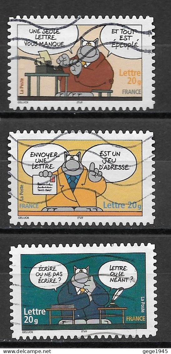 France 2005 Oblitéré  Autoadhésif  N°  57 - 58 - 62  Ou   N° 3826 - 3827 - 3831  "  Sourires Avec Le Chat  " - Used Stamps