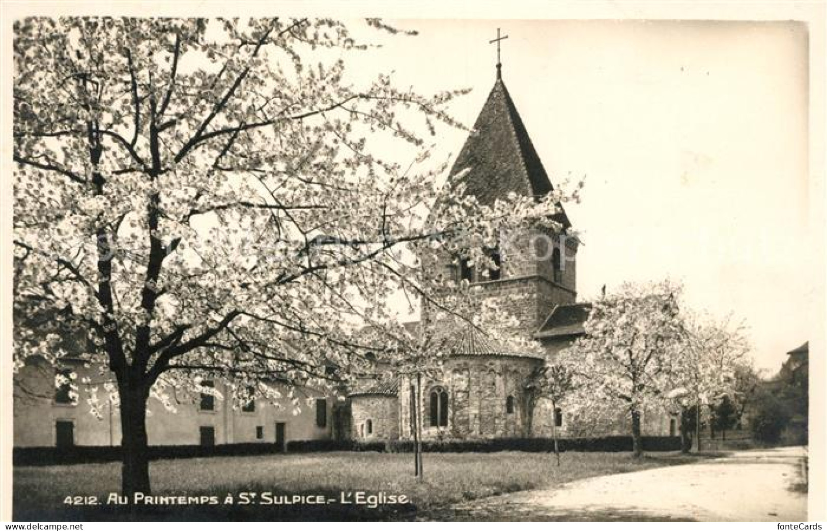 13114637 Saint Sulpice VD Eglise Au Printemps Kirche Fruehling Baumbluete Lausan - Andere & Zonder Classificatie