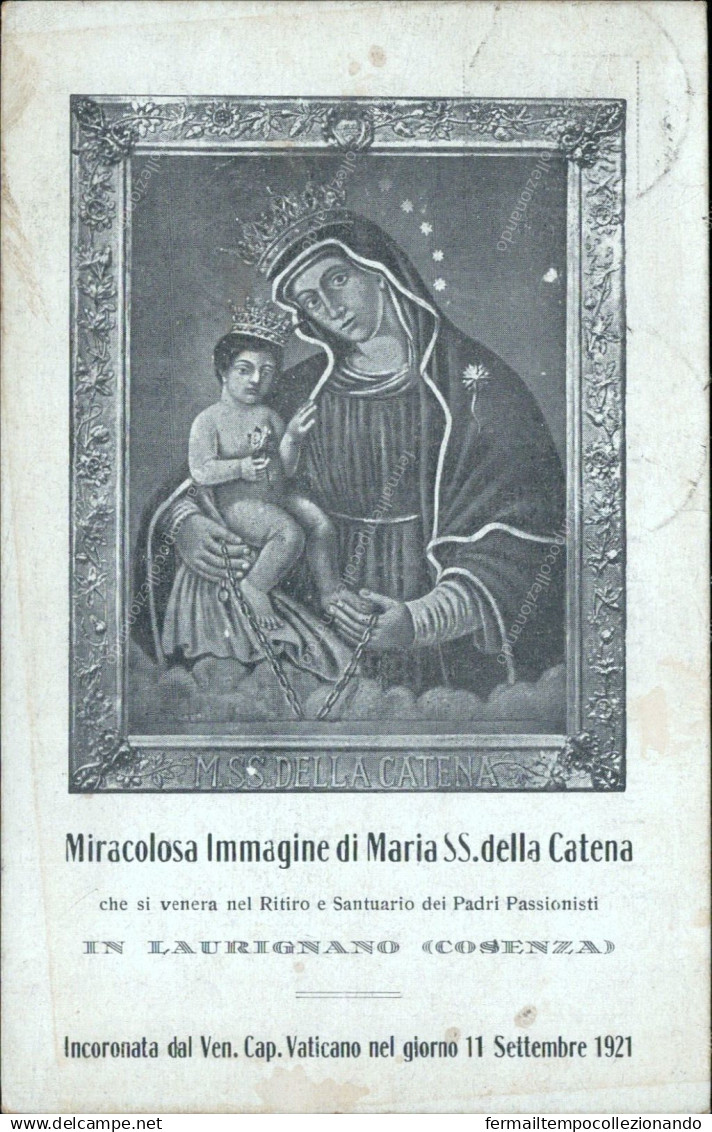 Cs491 Cartolina Laurignano Miracolsa Immagine Di Maria Ss.della Catena Cosenza - Cosenza