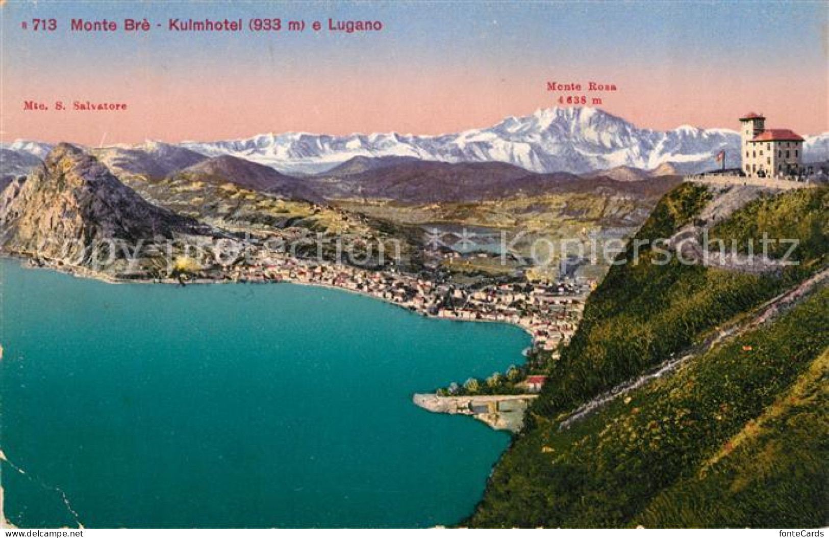 13114597 Monte Bre Lugano Kulmhotel Luganersee Alpenpanorama Monte Bre Lugano - Autres & Non Classés