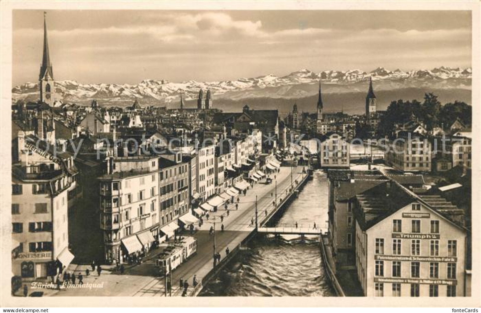 13113939 Zuerich ZH Stadtbild Mit Limmat Alpenkette Zuerich - Sonstige & Ohne Zuordnung