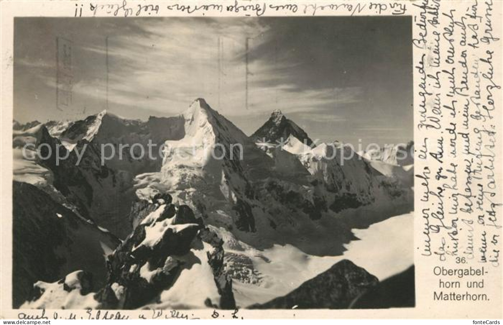 13113919 Obergabelhorn Und Matterhorn Gebirgspanorama Walliser Alpen Obergabelho - Andere & Zonder Classificatie