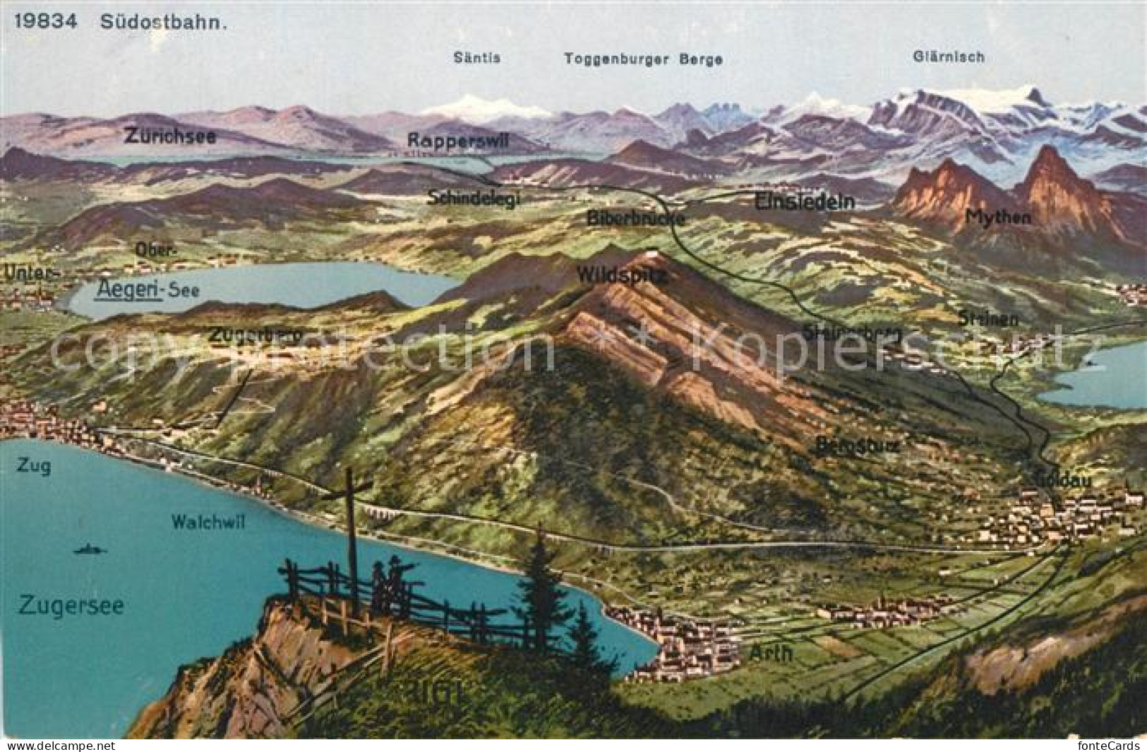 13113859 Arth SZ Rigi Zugersee Aegerisee Alpenpanorama Aus Der Vogelperspektive  - Andere & Zonder Classificatie