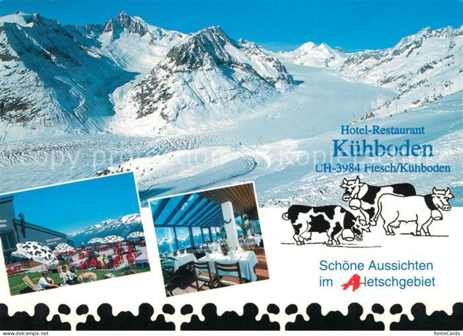 13104717 Fiesch Hotel Restaurant Kuhboden Terrasse Gaststube Panorama Fiesch - Andere & Zonder Classificatie