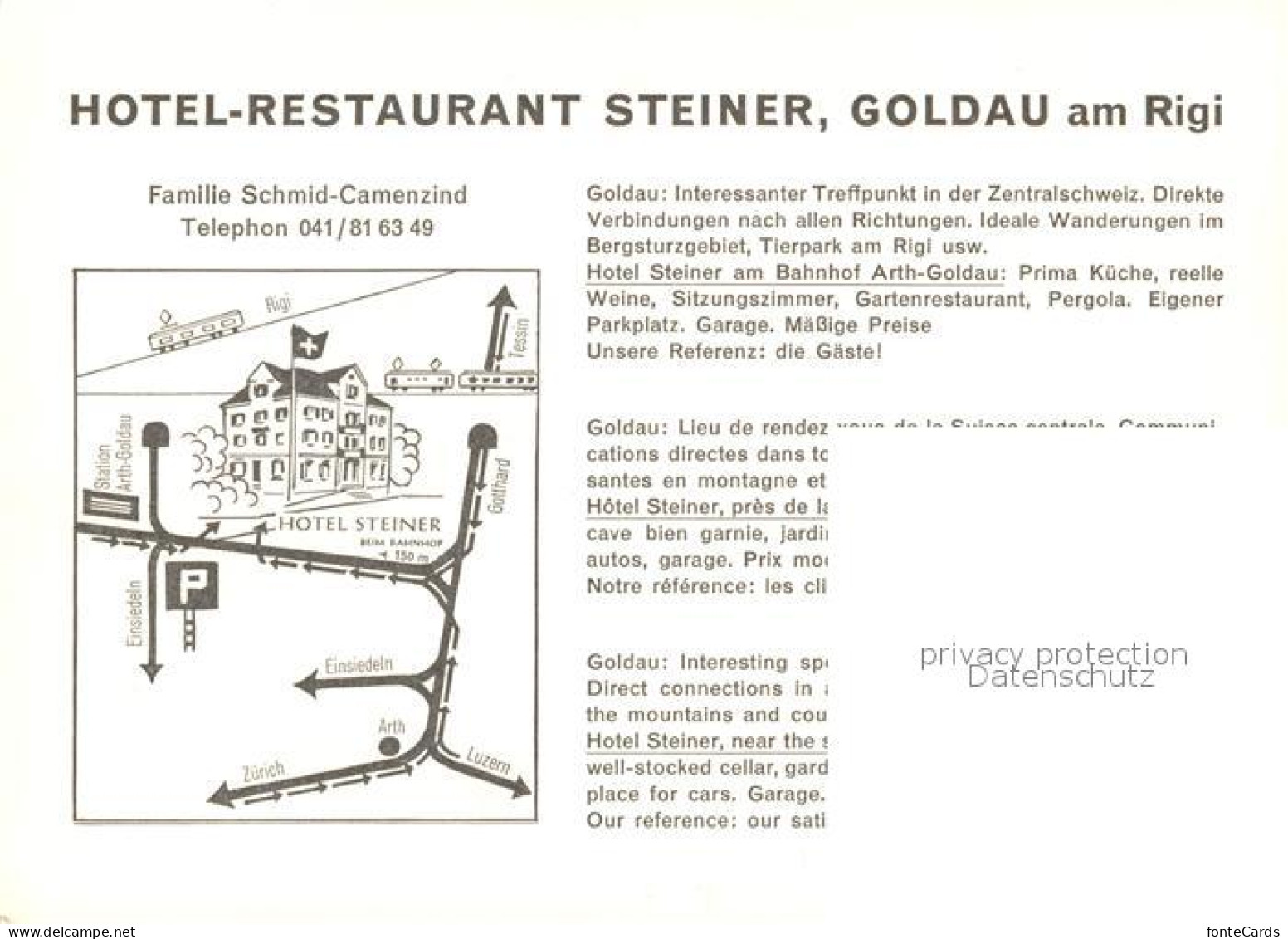 13104697 Goldau SZ Hotel Restaurant Steiner Goldau - Autres & Non Classés