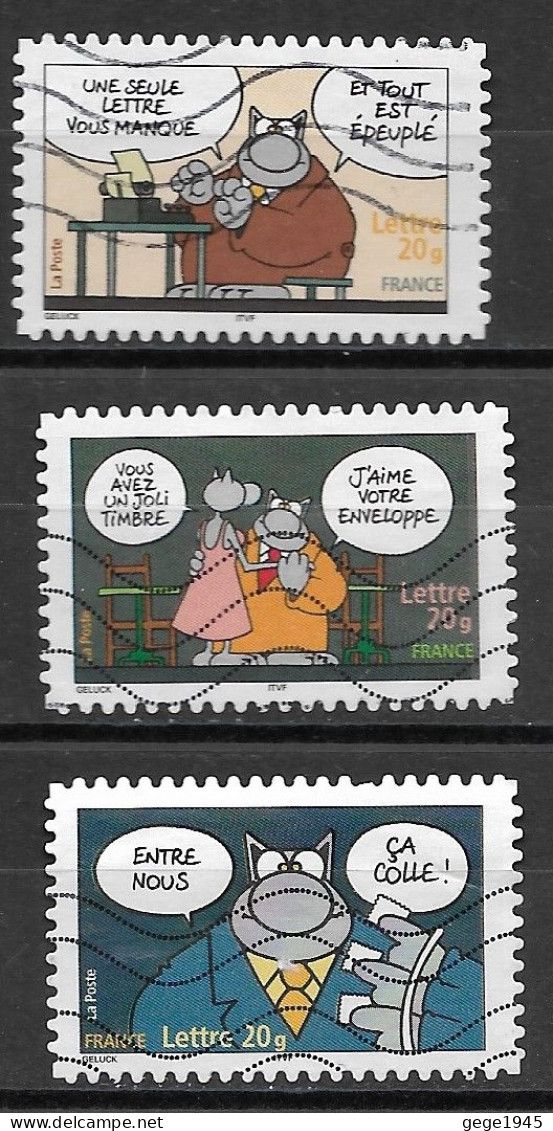 France 2005 Oblitéré  Autoadhésif  N° 57 - 60 - 65  Ou  N° 3826 - 3829 - 3834  "  Sourires Avec Le Chat  " - Used Stamps