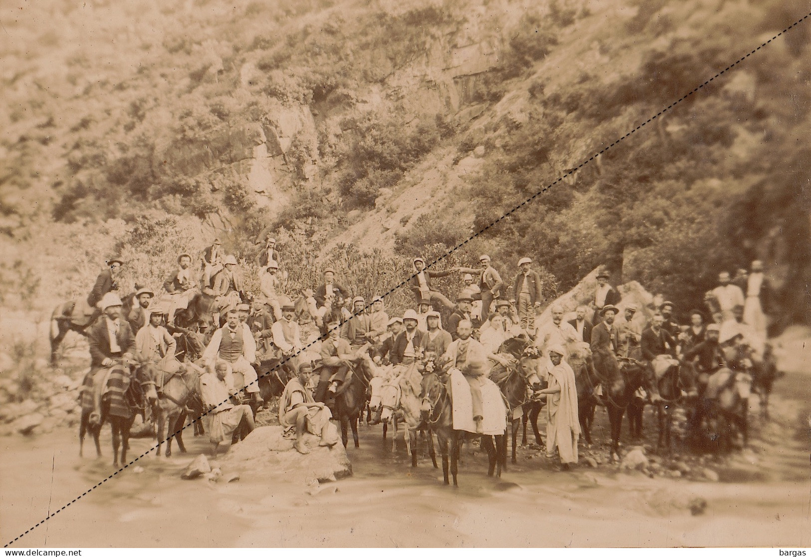 Photo Afrique Algérie Tournée D'inspection En Kabylie Passage Oued Souvenir Mission Géodésique Militaire Boulard Gentil - Anciennes (Av. 1900)