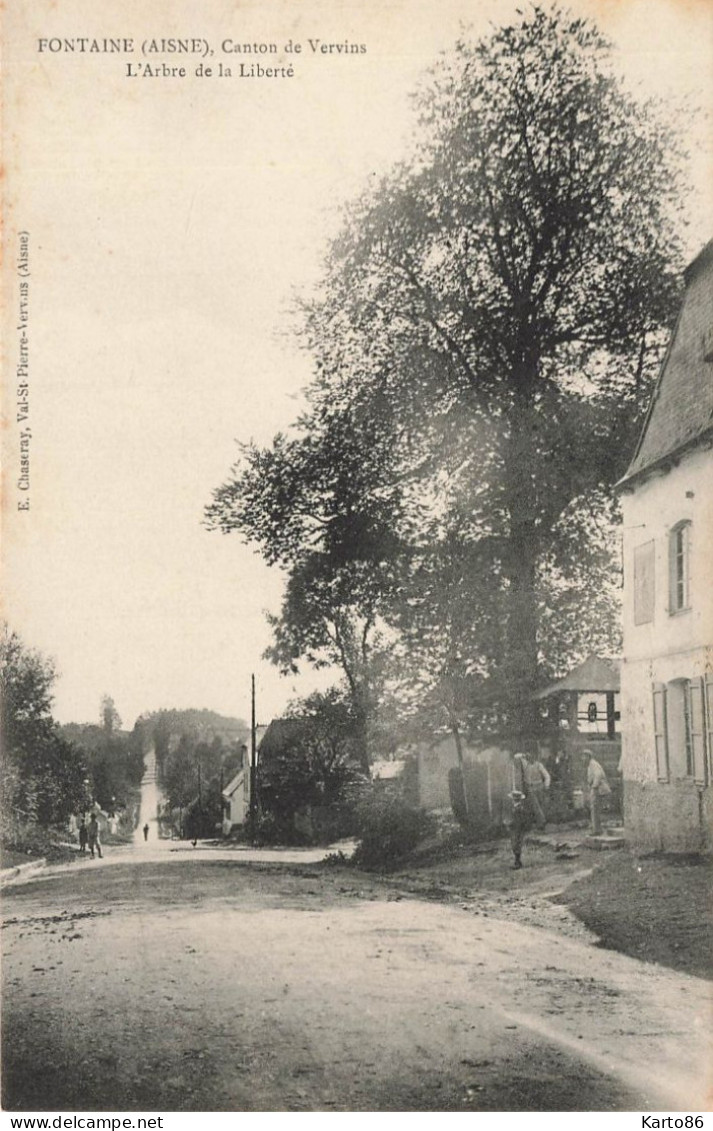 Fontaine , Aisne * Route Et Arbre De La Liberté * Villageois Tree Abres Trees * Canton De Vervins - Autres & Non Classés