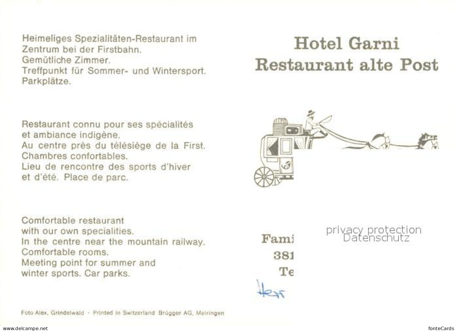 13085789 Grindelwald Hotel Garni Restaurant Alte Post Spezialitaeten Restaurant  - Sonstige & Ohne Zuordnung