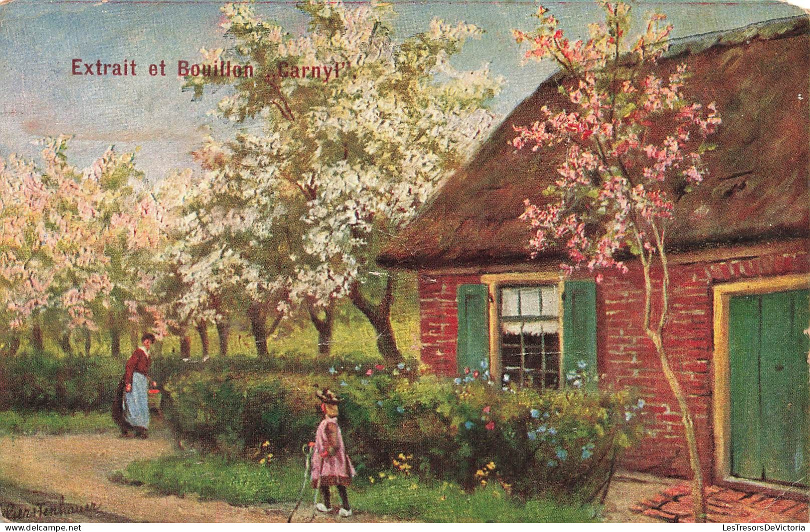 FANTAISIES - Une Enfant Et Sa Mère Dans Le Jardin - Extraitet Bouillon - Colorisé - Carte Postale Ancienne - Andere & Zonder Classificatie